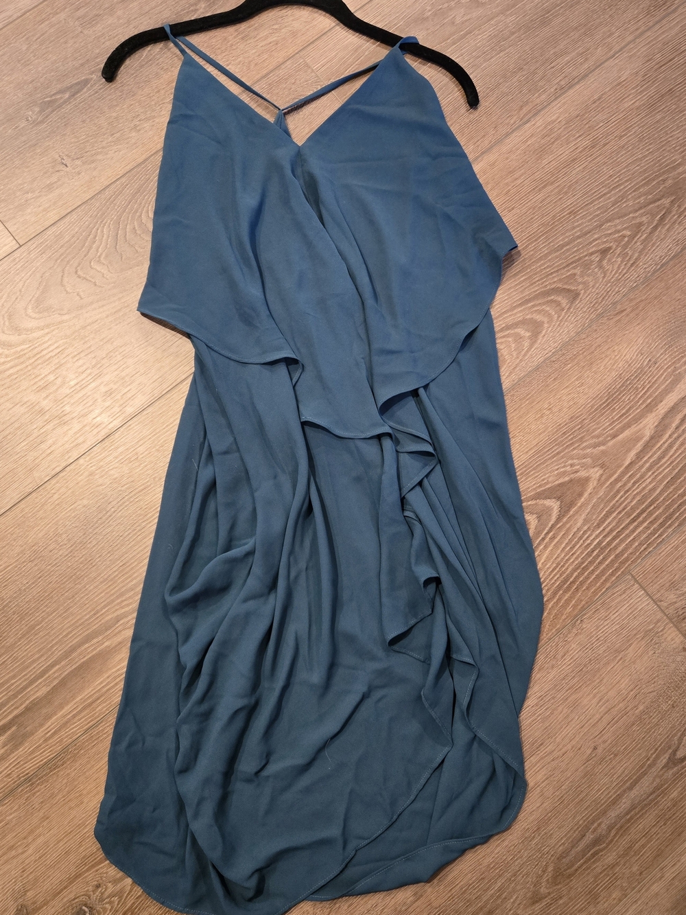 Olivaceous Teal Draped V-Neck Mini Dress